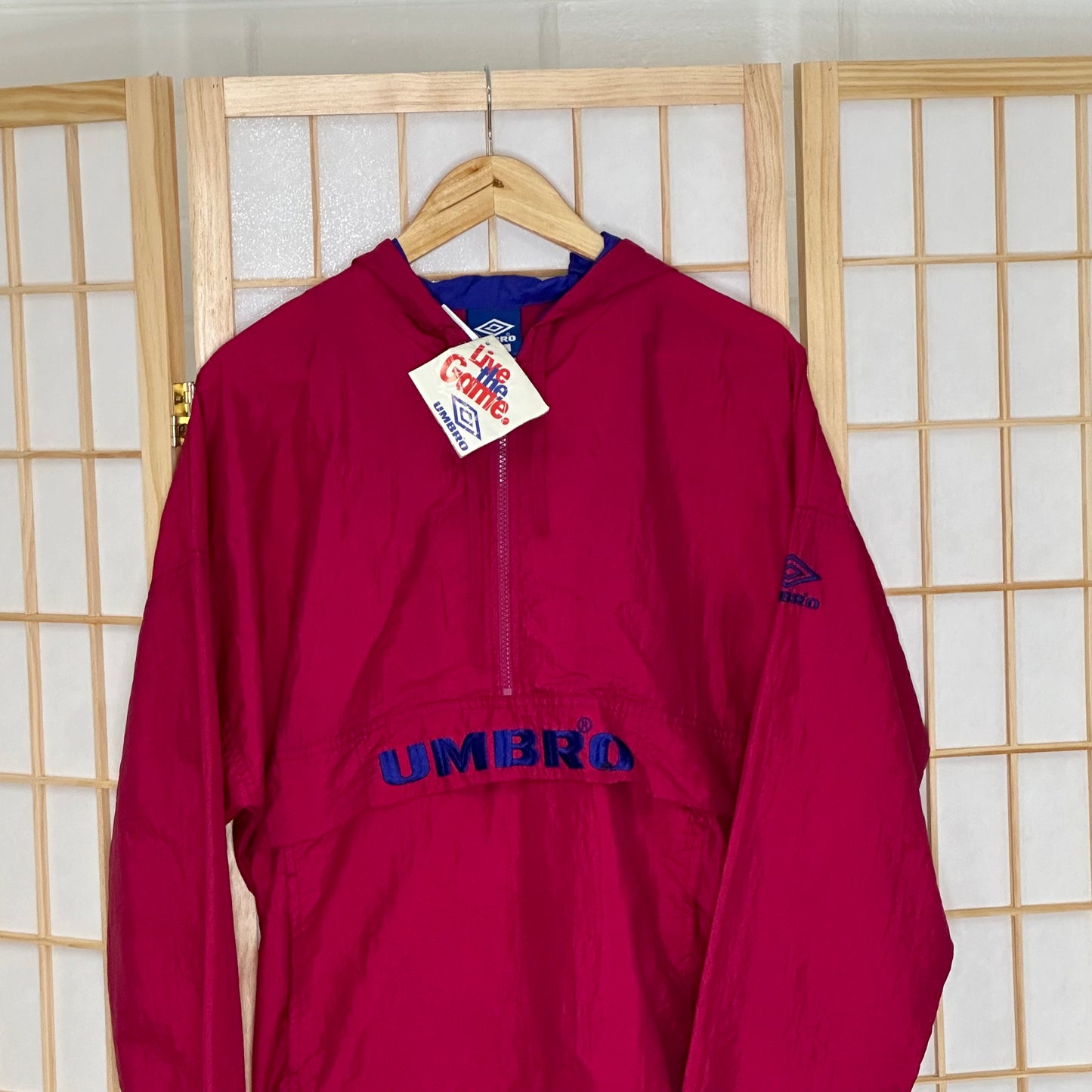 Umbro Dark Pink Spellout Anorak Jacket New (S)