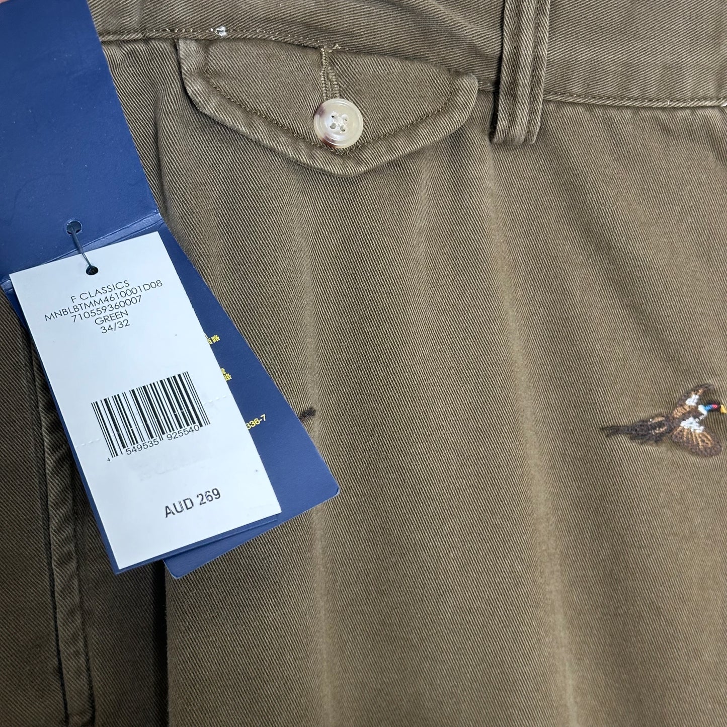 Ralph Lauren Khaki Fowl Bird Pants (34)