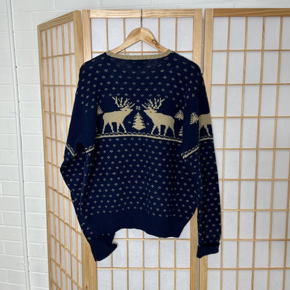 Ralph Lauren Navy Reindeer Christmas Knit (XL)