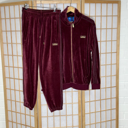 Adidas Velour Maroon Tracksuit