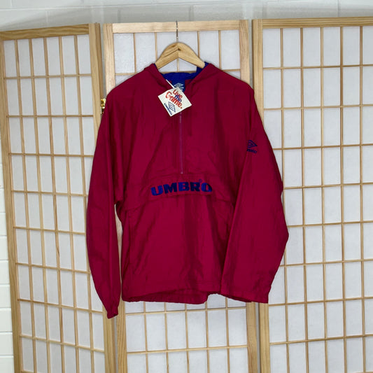 Umbro Dark Pink Spellout Anorak Jacket New (S)