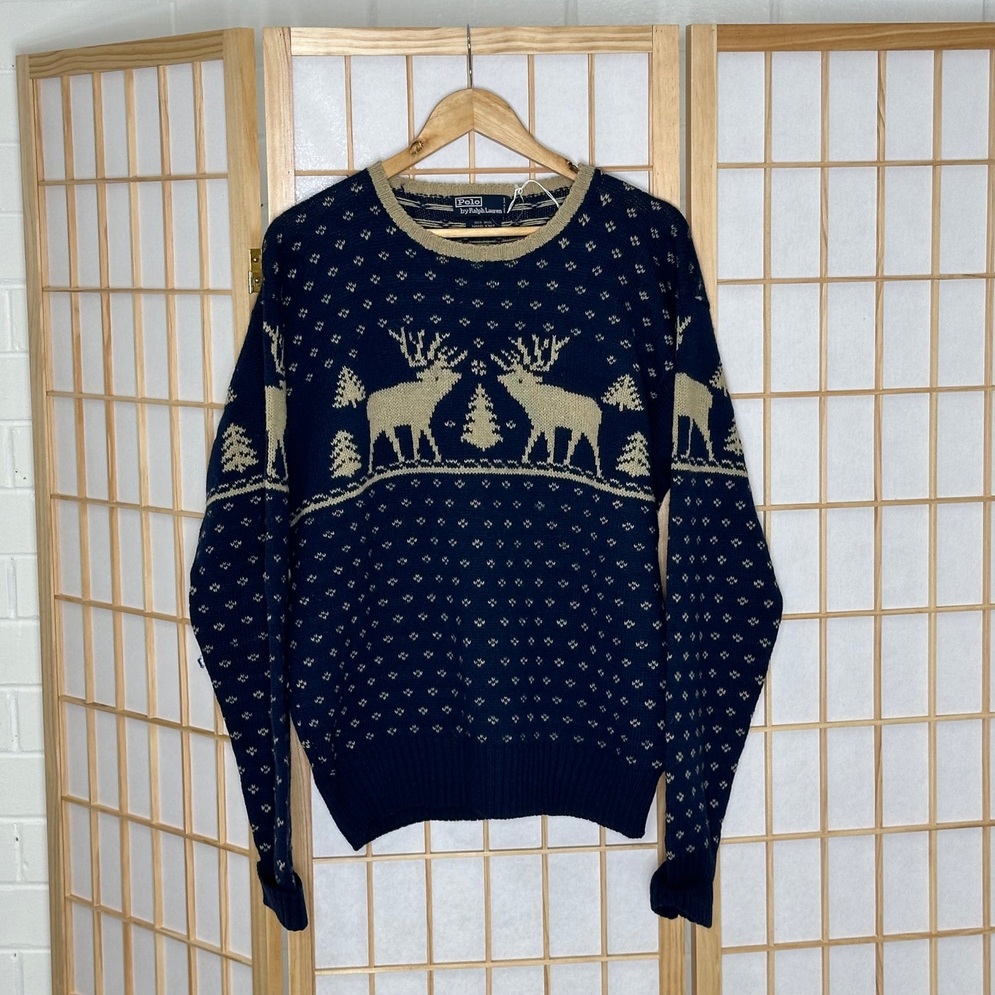 Ralph Lauren Navy Reindeer Christmas Knit (XL)