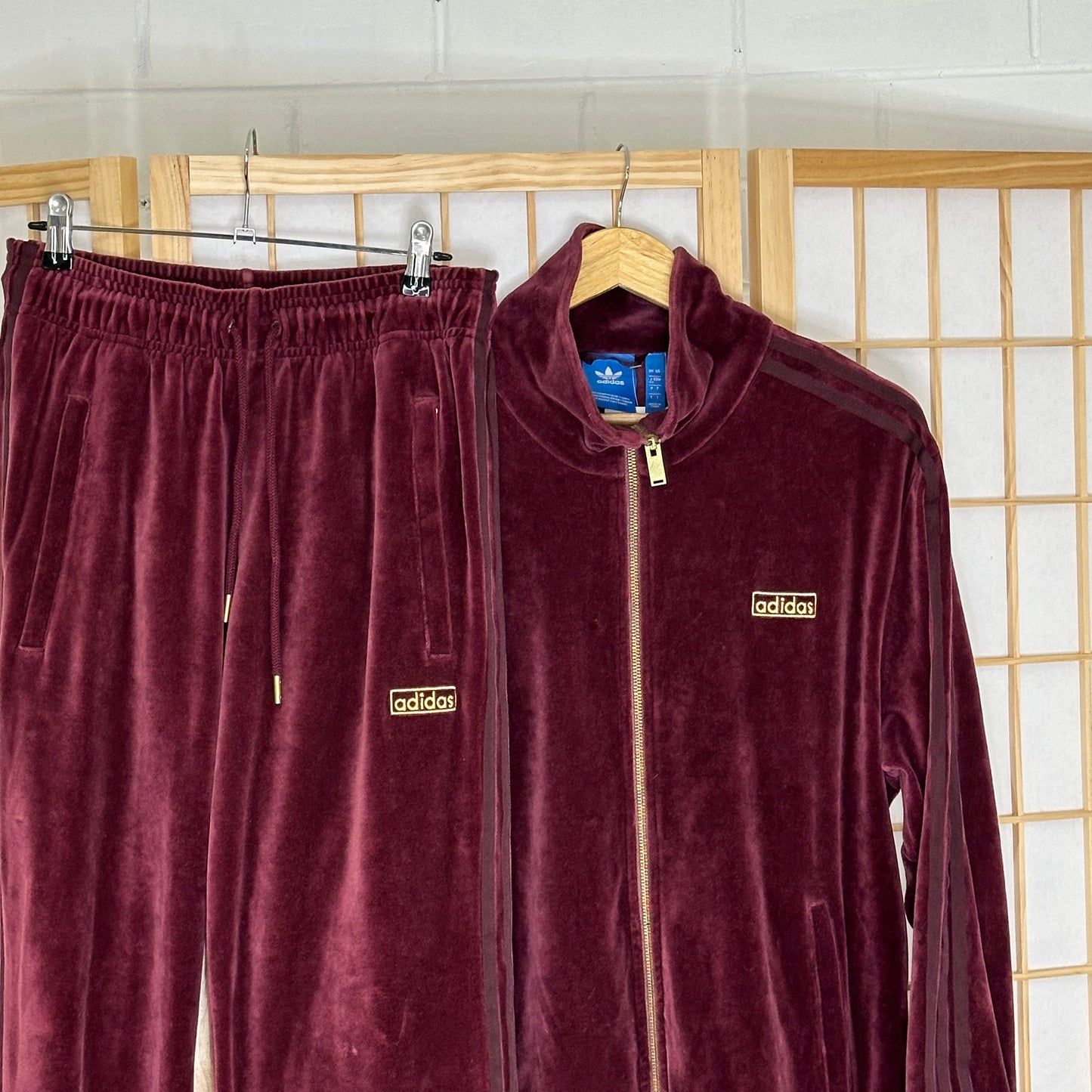 Adidas Velour Maroon Tracksuit