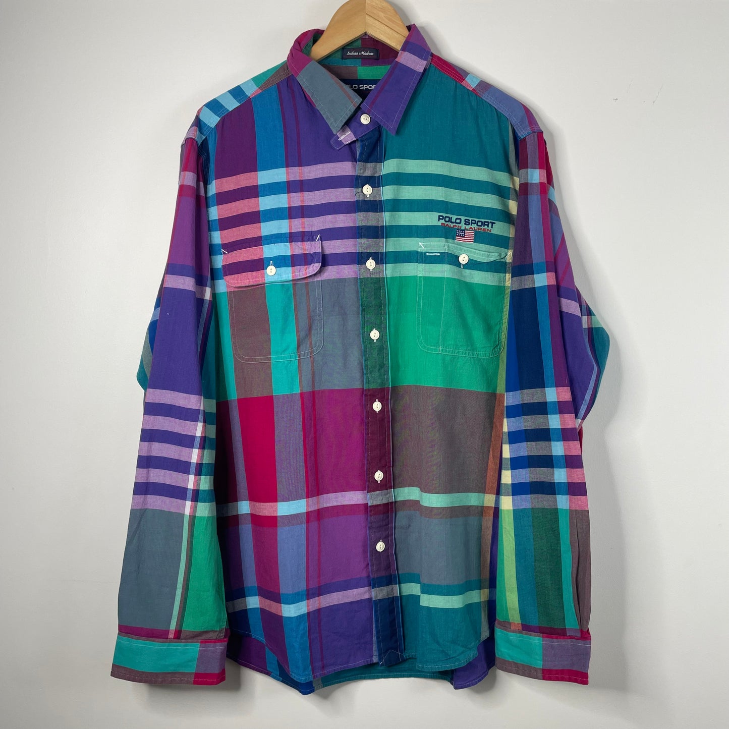 Plaid  Polo Sport Embroidered Logo Button Up New (XL)