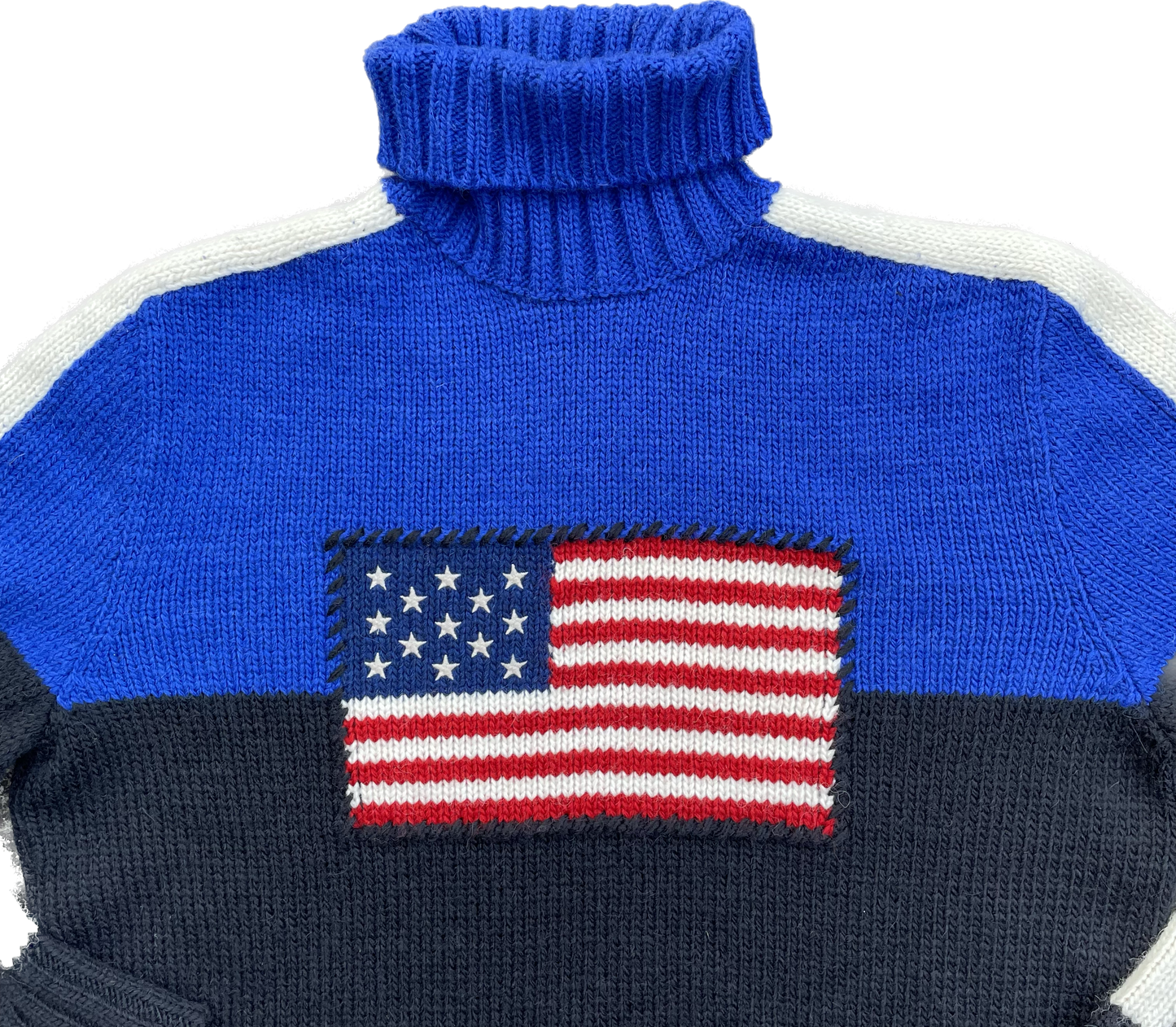 Ralph Lauren USA Flag Mockneck Knit Black & Blue (Large)