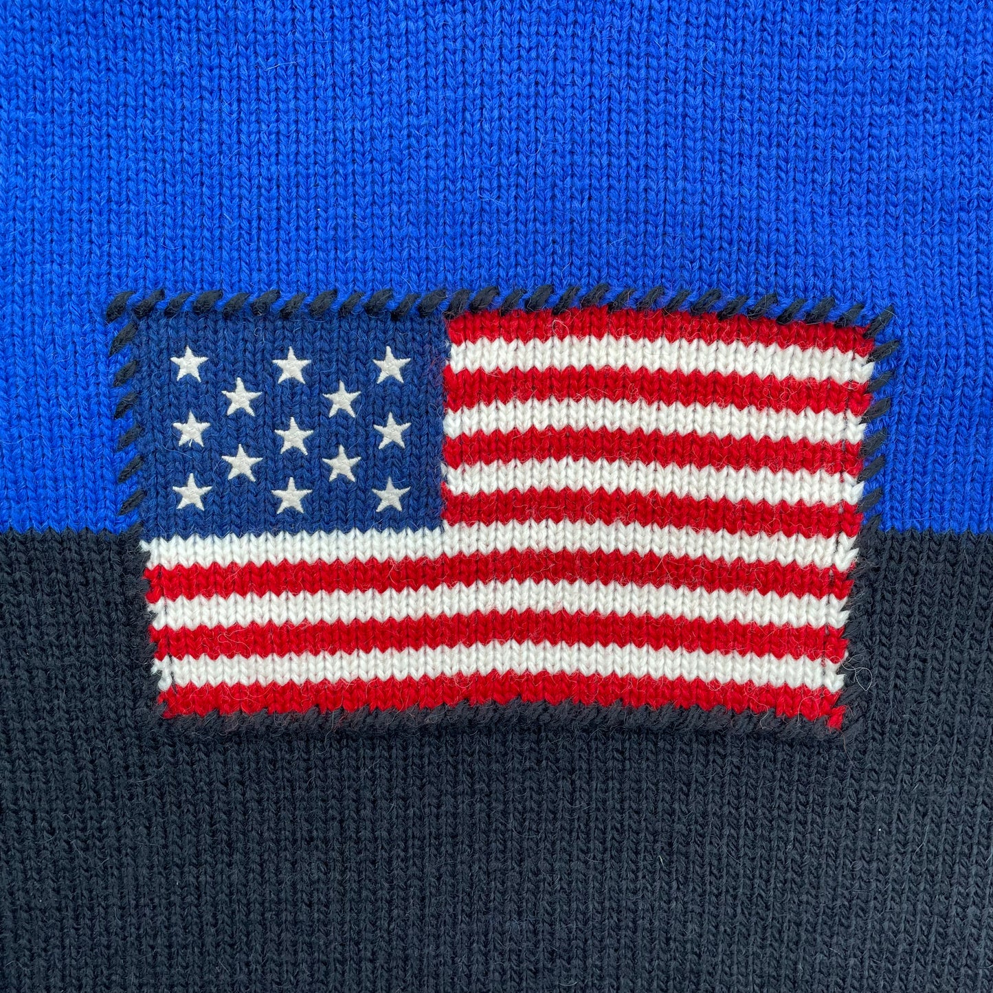 Ralph Lauren USA Flag Mockneck Knit Black & Blue (Large)