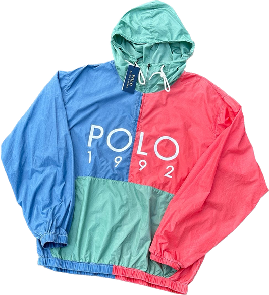 Polo 1992 Colourblock Windbreaker Salmon/Green New (L)